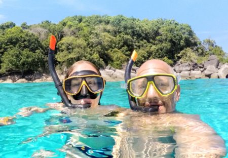 couple en snorkeling à catalina