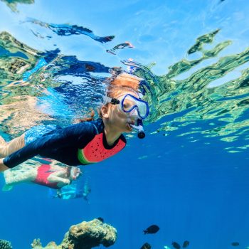 Woman snorkeling in turquoise waters during a Saona Island speedboat experience